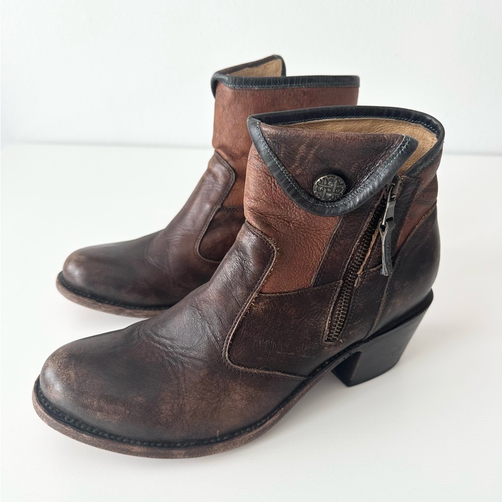 J.B. Dillon Reserve Brown Leather Western Ankle Boots 9B